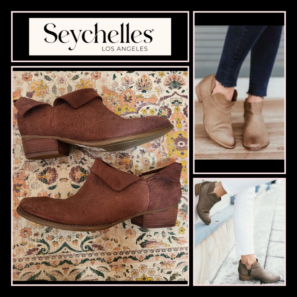 SEYCHELLES Snare Bootie | size 7 | Ankle Boot | Brown Towel Suede Leather